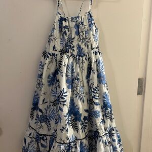 Floral Blue and White Kids Dress